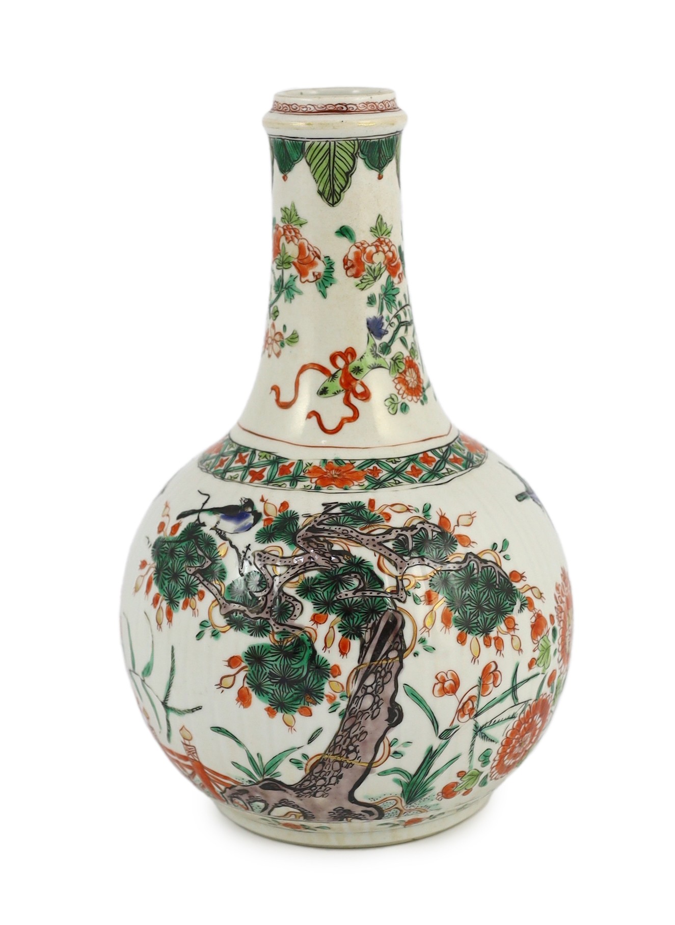 A Chinese famille verte bottle water bottle, Kangxi period, 24.5cm high